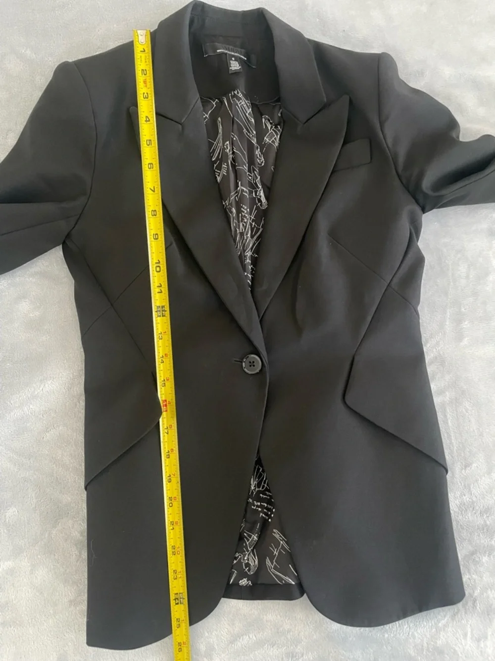 WHBM Editor Black Blazer Structured One-Button Size 0 - Picture 7 of 11